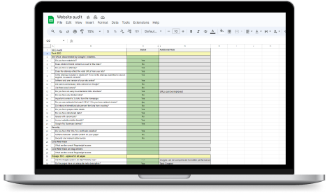 Mockup image with website Spreadsheet